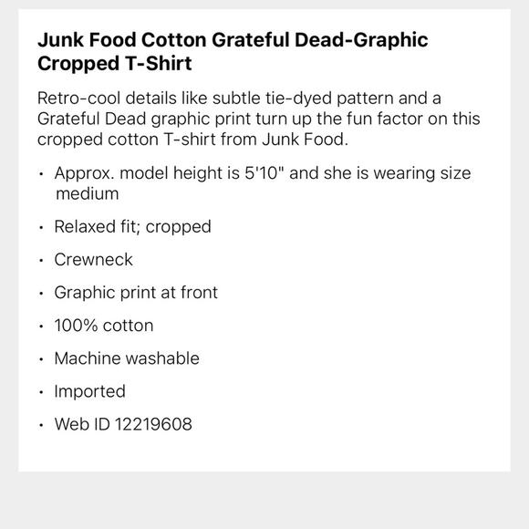NEW Junk Food T-Shirt Grateful Dead Band Graphic. Relaxed Fit. Women’s Medium - Picture 4 of 4